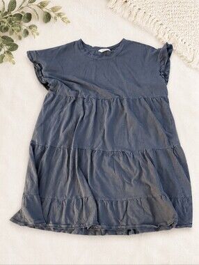 Time and Tru Blue Tiered Short Sleeve Dress